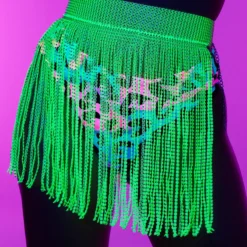 AE Neon Yellow Bejeweled Cover Up Skirt New