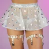 Roma New White Cosmic Stardust Mesh Mini Skirt