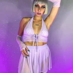 OhYes Fashion Y2K Doll Sheer Pleated Mini Skirt