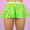 Roma New Green Cosmic Stardust Mesh Mini Skirt