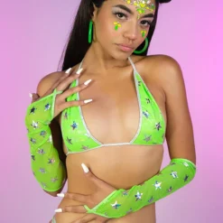 Roma Green Cosmic Stardust Bikini Tie Top