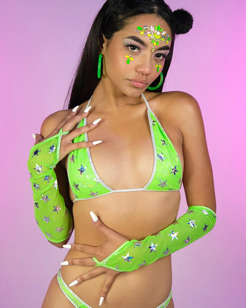 Roma Green Cosmic Stardust Bikini Tie Top 1 Roma Green Cosmic Stardust Bikini Tie Top