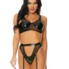Forplay 2pc Kinky Bliss Black Vinyl Set Womens