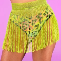 AE Neon Yellow Bejeweled Cover Up Skirt New