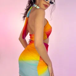 Hot And Delicious Dazed In Ombre 2pc Mesh Skirt Set New