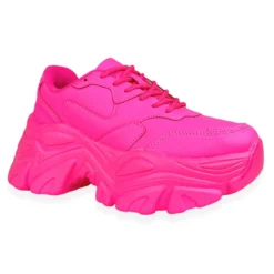 Berness Shoes Hot Pink Flexx Platform Sneakers Womens