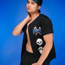 Jarmoo Dubstep Skull Massacre Blue Baseball Jersey