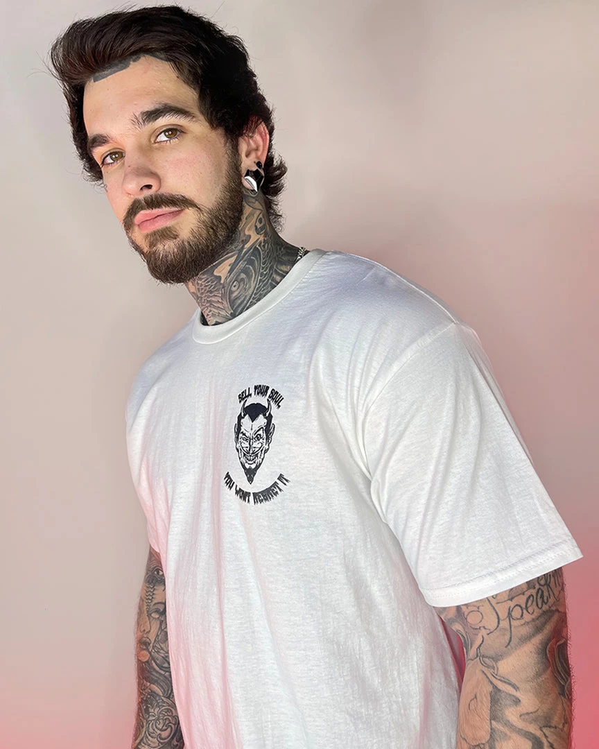 Jarmoo Sell Your Soul To The Rave White Tee Womens 5 Jarmoo Sell Your Soul To The Rave White Tee Womens