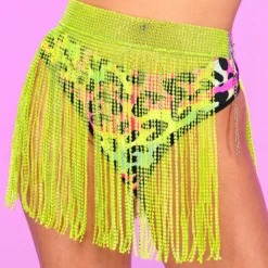 AE Neon Yellow Bejeweled Cover Up Skirt New