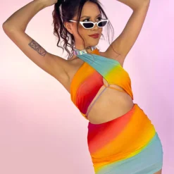 Hot And Delicious Dazed In Ombre 2pc Mesh Skirt Set New