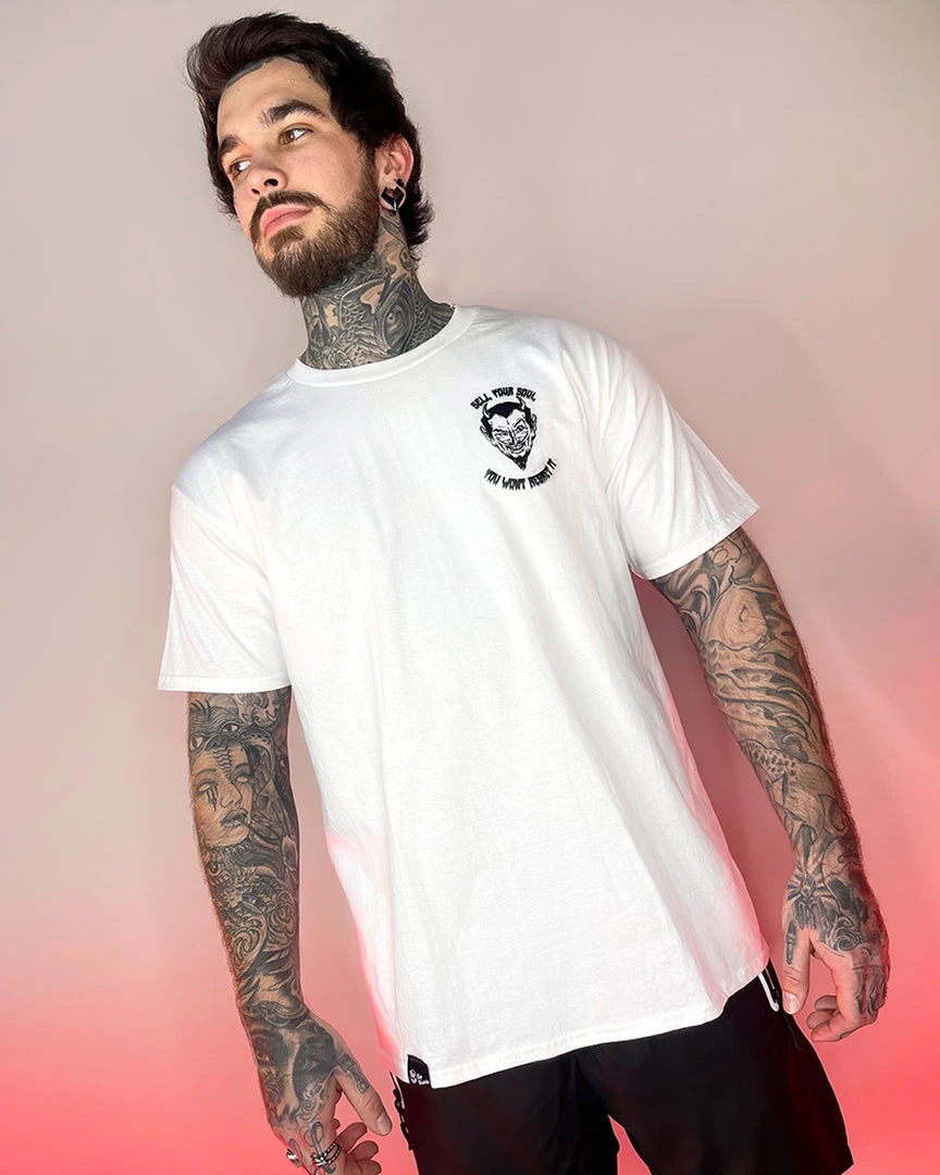 Jarmoo Sell Your Soul To The Rave White Tee Womens 6 Jarmoo Sell Your Soul To The Rave White Tee Womens