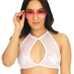 Juan New Basic Sheer Mesh Keyhole Halter Top