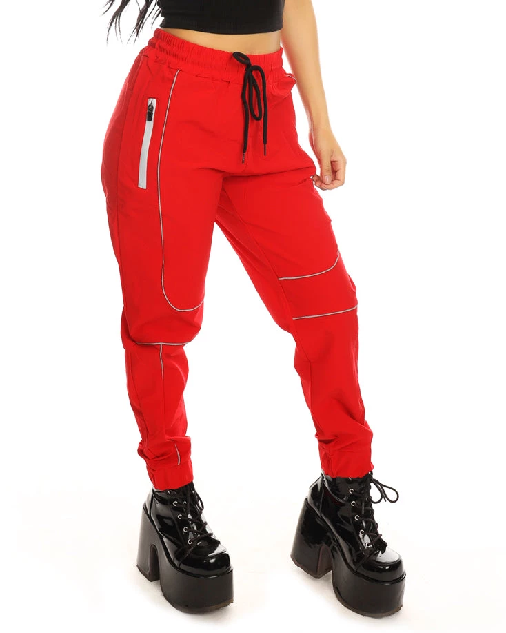 AE Womens Red Reflective Unisex Joggers 2 AE Womens Red Reflective Unisex Joggers