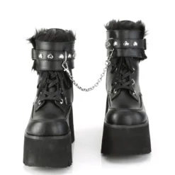 Pleasers Demonia Ashes Black Fuzzy Cuff Boots Shoes