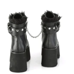 Pleasers Demonia Ashes Black Fuzzy Cuff Boots Shoes