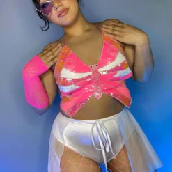 Western Fashion Butterfly Kween Sequin Top New