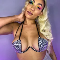 OhYes Fashion New Black Double Crossed Diamonds Bustier