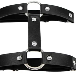 AE 1pc Miss Behaved Dual-Strap Faux Leather O-Ring Leg Garter Womens