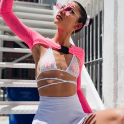 Shark Womens White Sheer Bikini Wrap Top