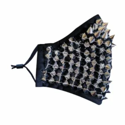 Neva Nude Womens Silver Chrome Stud Face Mask With Filter Pocket