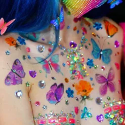 Neva Nude Womens Orange Butterfly Kisses Giant Temporary Tattoo Pack