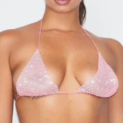 Hengda Crystal Euphoria Rhinestone Bikini Top Womens