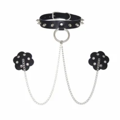 Neva Nude Slave 4 U Chain Neck Choker Leather Reusable Silicone Nipztix Accessories