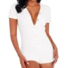 Roma 1pc Cozy Comfy White Loungewear Romper