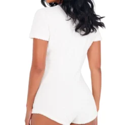 Roma 1pc Cozy Comfy White Loungewear Romper