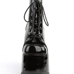 Pleasers Demonia Black Patent Lace-Up Platform Ankle Boots Shoes