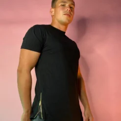 Bleecker & Mercer Men's Solid Extra Long Zipper Cotton Shirt Mens