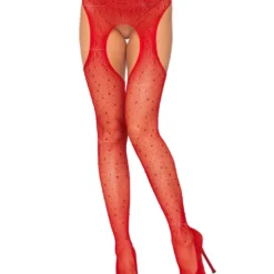 Leg Avenue Rhinestone Fishnet Suspender Pantyhose