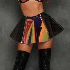 J. Valentine Cyber Prom Vinyl PVC Dual Zipper Skirt New