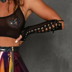 J. Valentine Pixie Cadet Lace Up Mesh Gloves