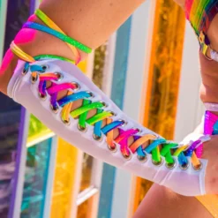 J. Valentine Over The Rainbow Lace Up Mesh Gloves