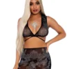 Leg Avenue All Of The Lights 2pc Rhinestone Mesh Set