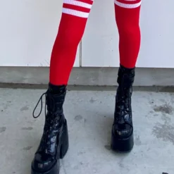 Music Legs Striped Athletic Thigh High Socks Accessories