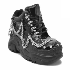 Realplay Corp Womens Black Patent Space Candy Chain Sneakers