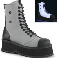 Pleasers Demonia Unisex Flash Reflective Lace-Up Boot Mens