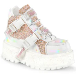 Pleasers Shoes Demonia Slacker White Holo Ankle Boots 9 Pleasers Shoes Demonia Slacker White Holo Ankle Boots