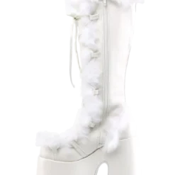 Pleasers Shoes Demonia White Furry Winter Faux Fur Boots