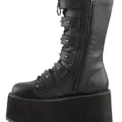 Pleasers Shoes Demonia Matte Black Studded Mid-Calf Platform Boots
