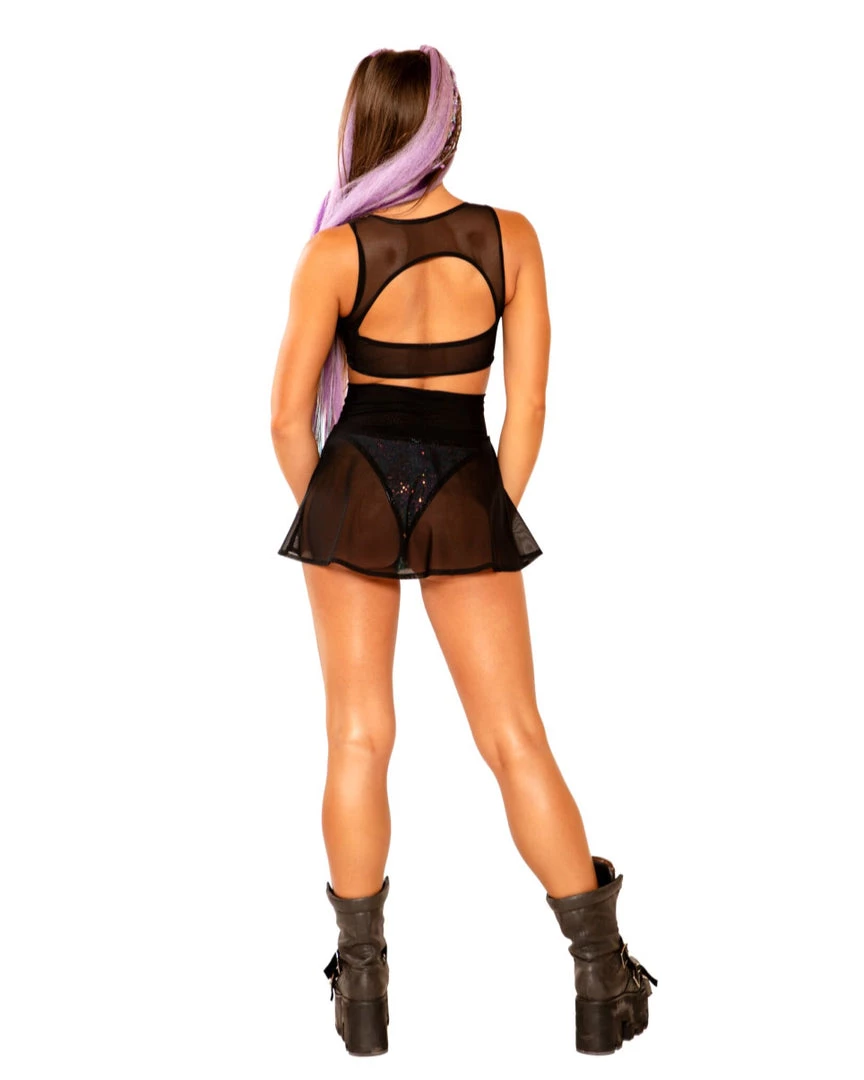 Shark Black Mesh Skater Skirt Womens 2 Shark Black Mesh Skater Skirt Womens