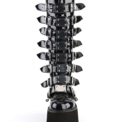 Pleasers Demonia Black Holographic Buckled Knee High Platform Boots