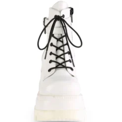 Pleasers Demonia White Stacked Wedge Platform Ankle Boots Shoes