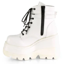 Pleasers Demonia White Stacked Wedge Platform Ankle Boots Shoes