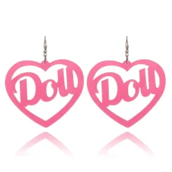 AE I'll Be Your Doll Heart Shaped PVC Earrings Womens