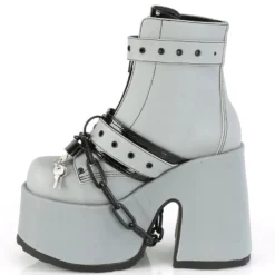 Pleasers Flash Reflective Demonia Lock And Chain Reflective Heel Boots 7 Pleasers Flash Reflective Demonia Lock And Chain Reflective Heel Boots