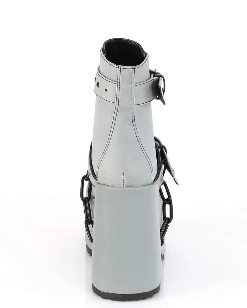 Pleasers Flash Reflective Demonia Lock And Chain Reflective Heel Boots 4 Pleasers Flash Reflective Demonia Lock And Chain Reflective Heel Boots