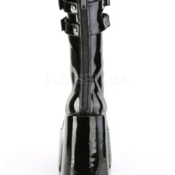 Pleasers Streetwear Demonia Hook 'n Loop Black Patent Mid-Calf Platform Boots
